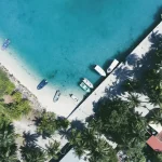 aerial photography of boats docked near shore